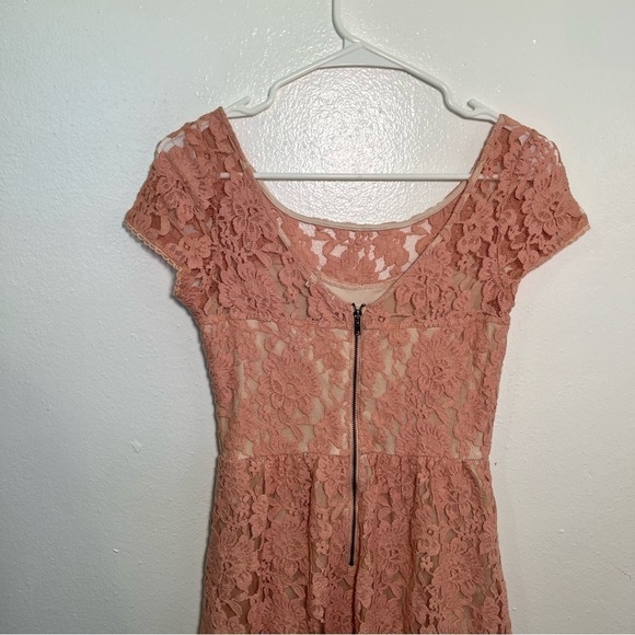 American Eagle Lace Fit & Flare Dress Light Pink - Picture 7 of 11